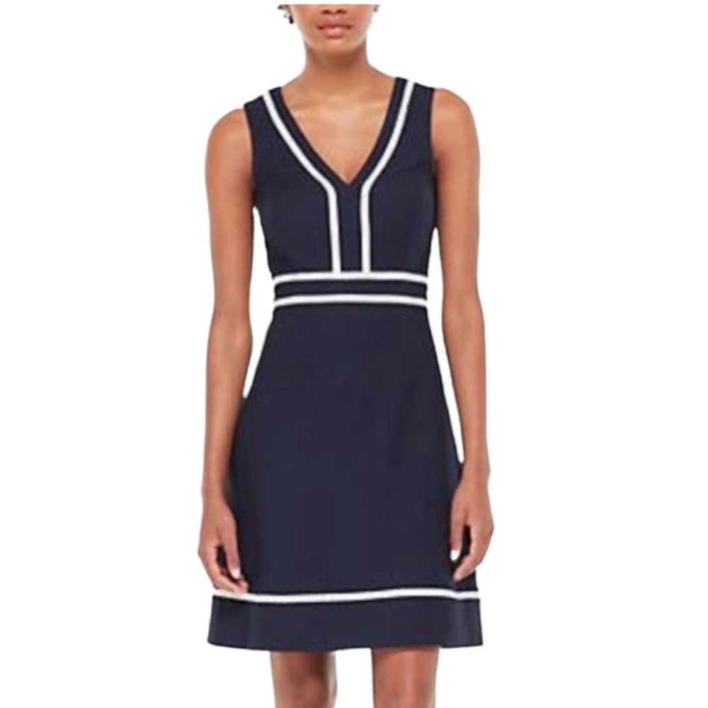 NWT Kate Spade California Dream Jacquard A-Line Navy and White Dress